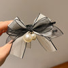 Mesh Pearl Handmade Women's Hair Gripper Headwear With Bow Design