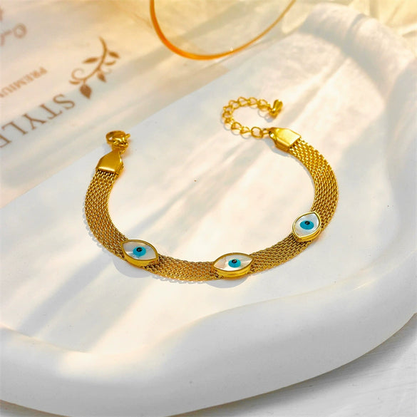 Mesh Stainless Steel Oval Eye Bracelet Electroplating Women's