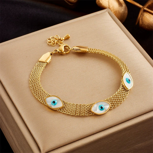 Mesh Stainless Steel Oval Eye Bracelet Electroplating Women's