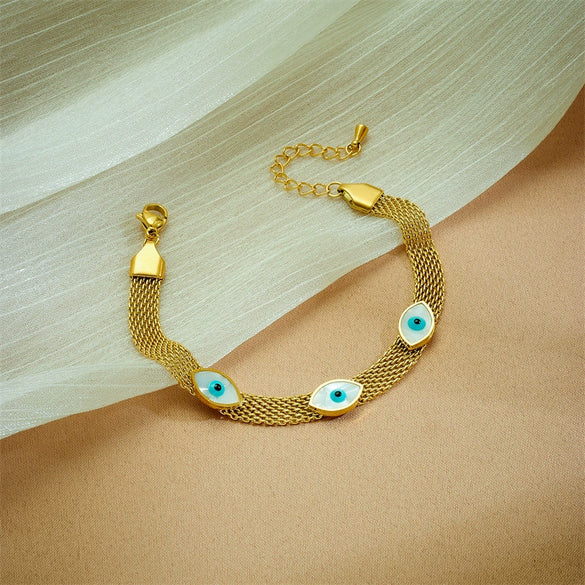 Mesh Titanium Steel Oval Eye Geometric Style Electroplated Unisex All Match Bracelet Accessories