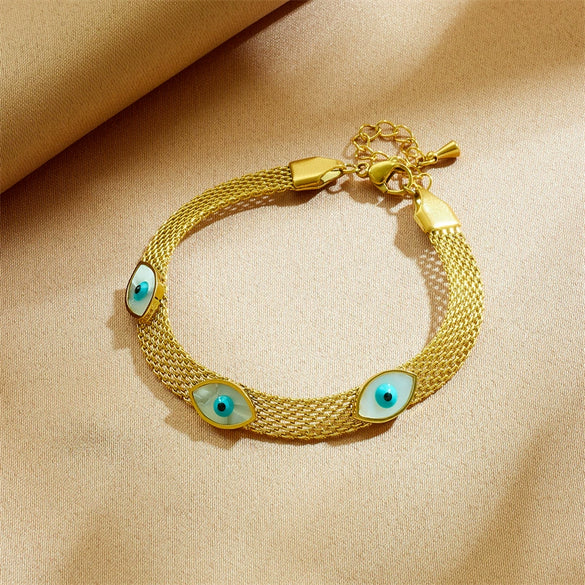 Mesh Titanium Steel Oval Eye Geometric Style Electroplated Unisex All Match Bracelet Accessories