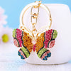Metal Alloy Colorful Crystal Butterfly Keychain Creative Diamondencrusted Women's Bag Pendant