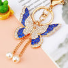 Metal Alloy Colorful Crystal Butterfly Keychain Creative Diamondencrusted Women's Bag Pendant