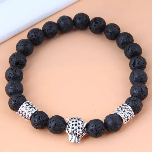 Metal Alloy Geometric Owl Volcanic Stone Electroplated Women's Bracelet