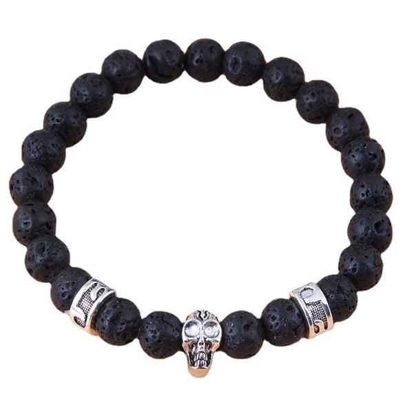 Metal Alloy Geometric Owl Volcanic Stone Electroplated Women's Bracelet