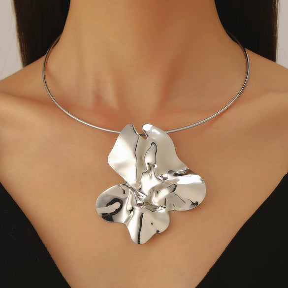 Metal Alloy Geometric Pleated Style Electroplating Earrings And Necklace Accessories For Women