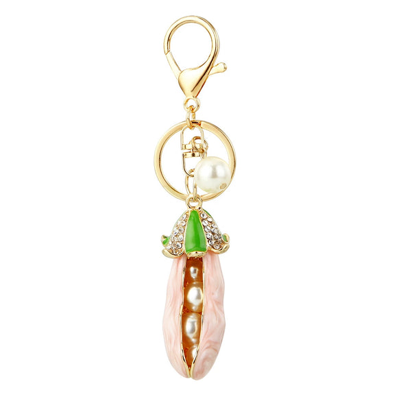 Metal And Zinc Alloy Pastoral Style Pea Pod Car Keychain For Women