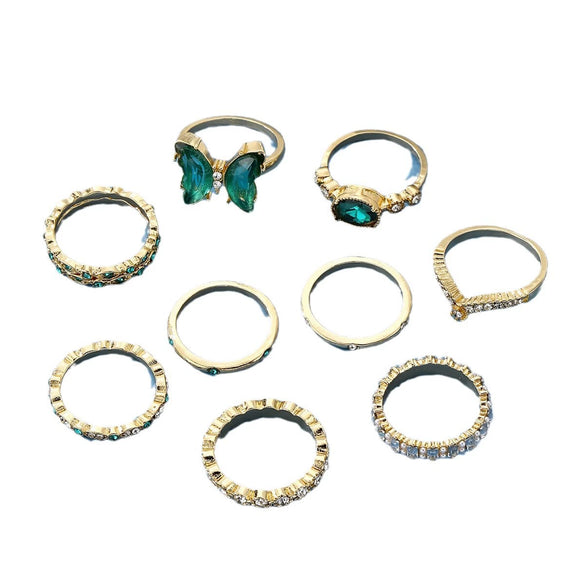 Metal Animal Butterfly Opening Stacked Joint Ring Electroplated Unisex