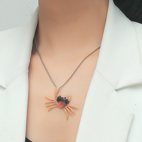 Metal Animal Crab Electroplated Earrings And Necklace Set For Women