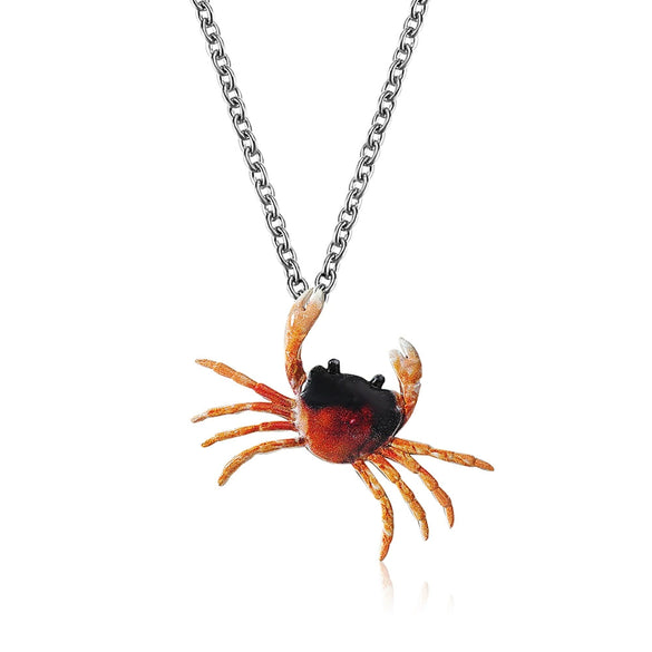 Metal Animal Crab Electroplated Earrings And Necklace Set For Women