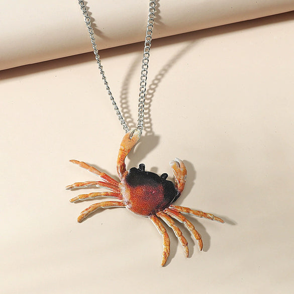Metal Animal Crab Electroplated Earrings And Necklace Set For Women