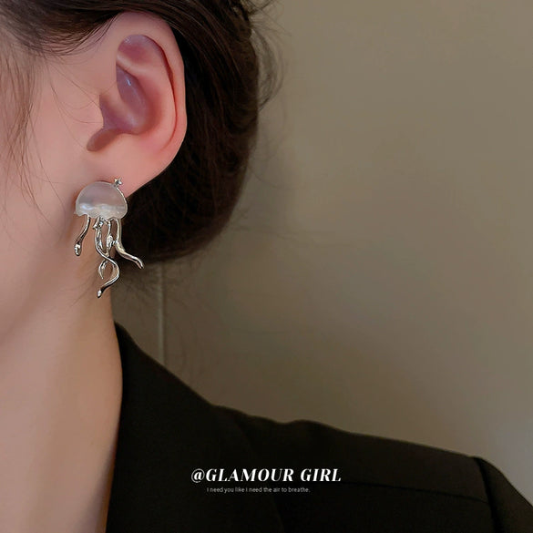 Metal Animals Zodiac Electroplated Jellyfish Earrings For Women