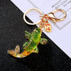 Metal Arowana Car Keychain Cute Key Chain Ring For Men And Women With Crystal As Gift