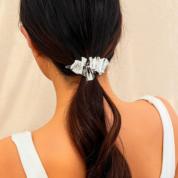 Metal Asymmetrical Geometric Square Hairpin With Electroplating For Women