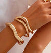 Metal Asymmetrical Lava Bracelet For Women Geometric Style Electroplated