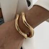 Metal Asymmetrical Lava Bracelet For Women Geometric Style Electroplated