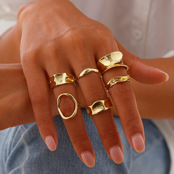 Metal Asymmetrical Lava Bracelet For Women Geometric Style Electroplated