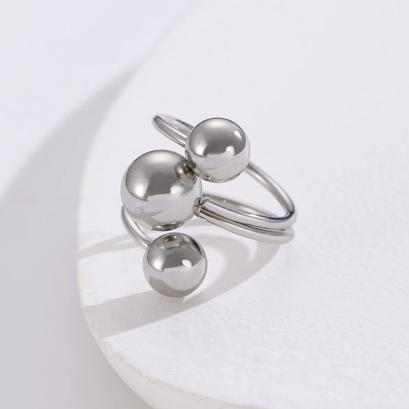 Metal Ball Geometric Ring Electroplated Hand Jewelry For Unisex