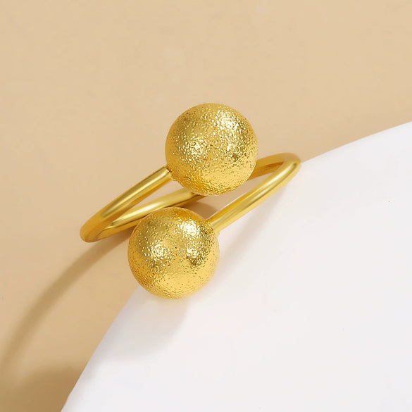 Metal Ball Geometric Ring Electroplated Hand Jewelry For Unisex