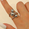 Metal Ball Geometric Ring Electroplated Hand Jewelry For Unisex