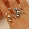 Metal Ball Geometric Ring Electroplated Hand Jewelry For Unisex