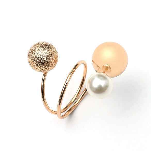 Metal Ball Multiring Adjustable Open Ring With Electroplating Simple Style Unisex