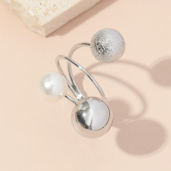 Metal Ball Multiring Adjustable Open Ring With Electroplating Simple Style Unisex