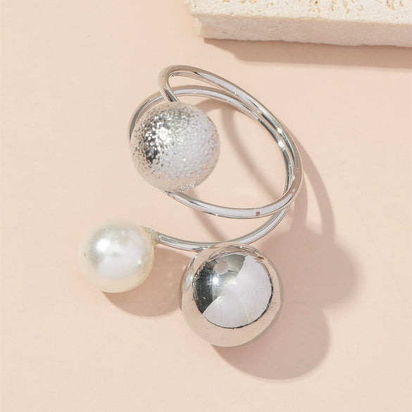 Metal Ball Multiring Adjustable Open Ring With Electroplating Simple Style Unisex