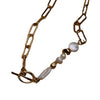 Metal Baroque Pearl Splicing Geometric Bead Chain Necklace For Women