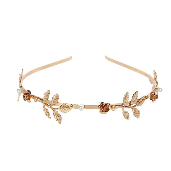 Metal Baroque Tree Leaf Headband For Women Electroplated Hair Accessories