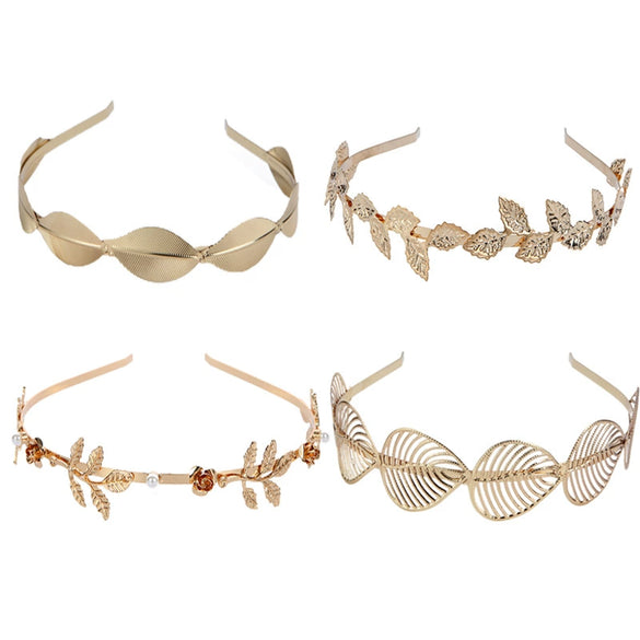 Metal Baroque Tree Leaf Headband For Women Electroplated Hair Accessories