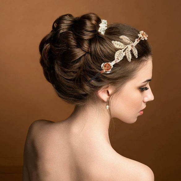 Metal Baroque Tree Leaf Headband For Women Electroplated Hair Accessories