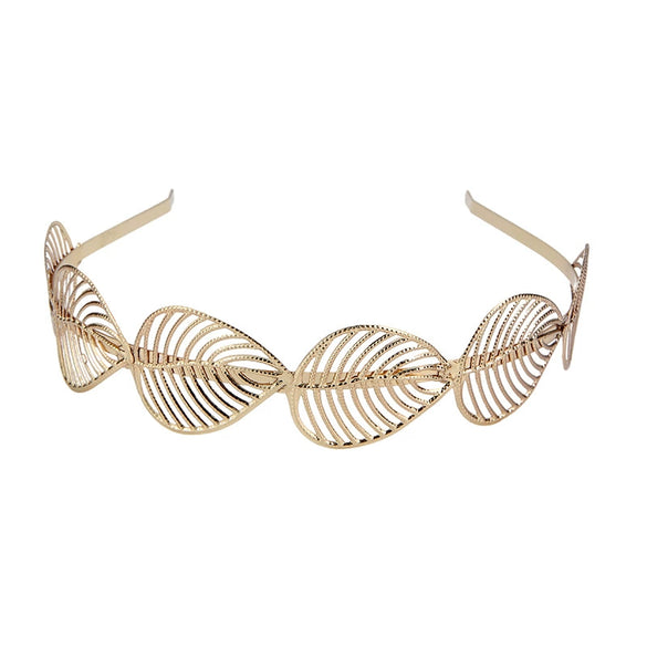 Metal Baroque Tree Leaf Headband For Women Electroplated Hair Accessories