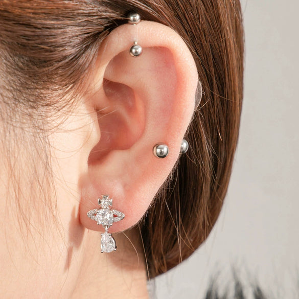 Metal Bow Pattern Electroplated Girls' Earrings
