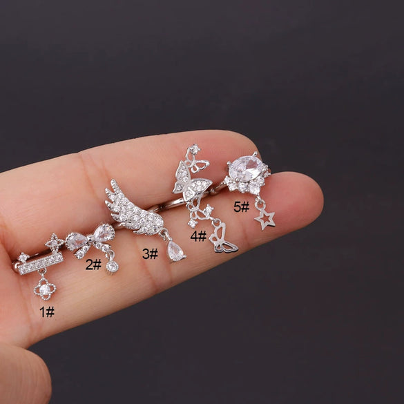 Metal Bow Zircon Electroplated Women's Fashion Simple Ear Clip Earrings