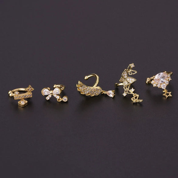 Metal Bow Zircon Electroplated Women's Fashion Simple Ear Clip Earrings