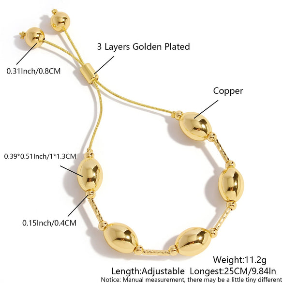Metal Bracelet Copper Geometric Style Electroplating Round Bead Love Pearl Unisex