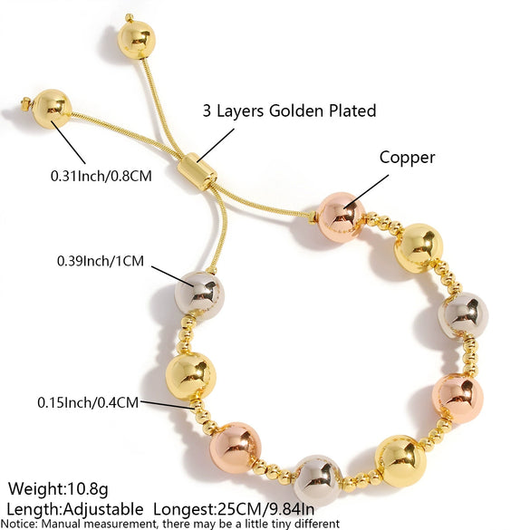 Metal Bracelet Copper Geometric Style Electroplating Round Bead Love Pearl Unisex