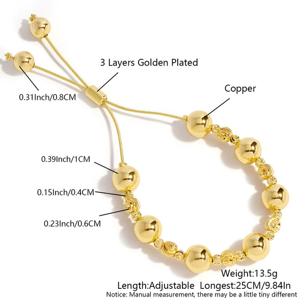 Metal Bracelet Copper Geometric Style Electroplating Round Bead Love Pearl Unisex