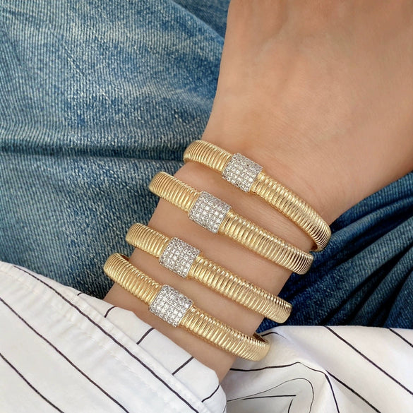 Metal Bracelet Fashion Style Copper Electroplated 18K Gold Geometric Jewelry