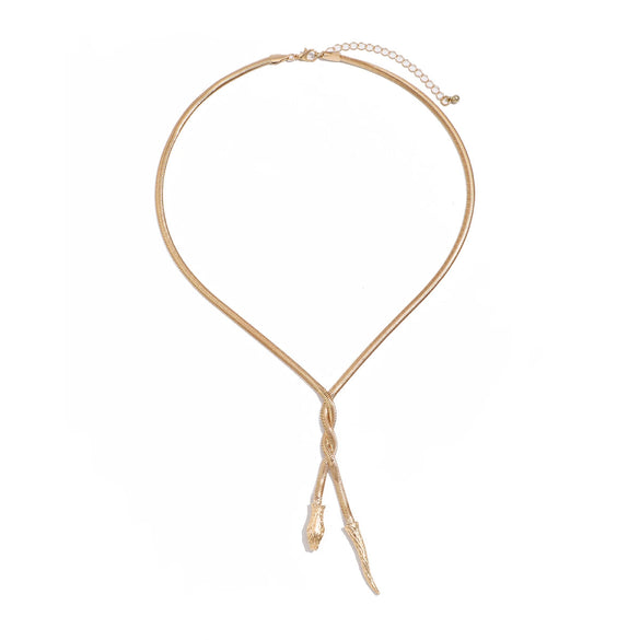 Metal Braided Snake Bone Clavicle Chain Necklace For Women Iron Chain Alloy Animal Pattern Electroplating