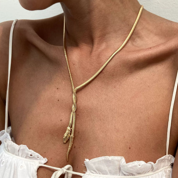 Metal Braided Snake Bone Clavicle Chain Necklace For Women Iron Chain Alloy Animal Pattern Electroplating