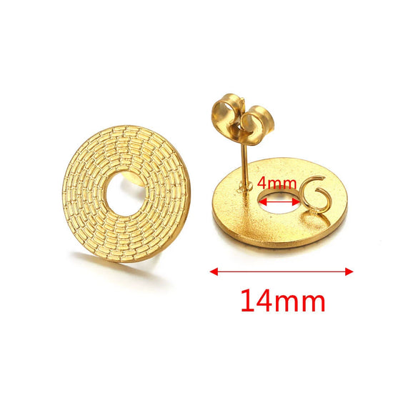 Metal Braided Threaded Round Ring Earring Accessories Gold Plated Handmade With Hirback Pattern