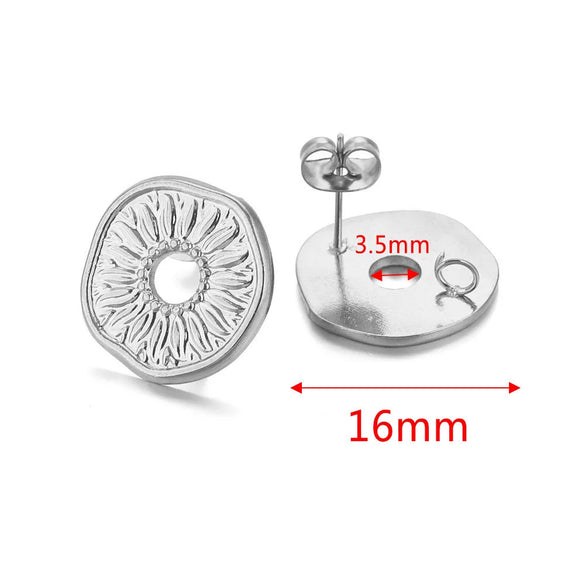 Metal Braided Threaded Round Ring Earring Accessories Gold Plated Handmade With Hirback Pattern