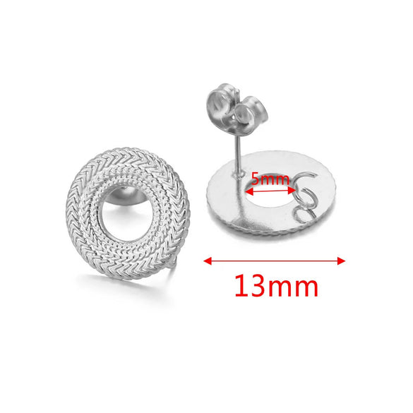 Metal Braided Threaded Round Ring Earring Accessories Gold Plated Handmade With Hirback Pattern