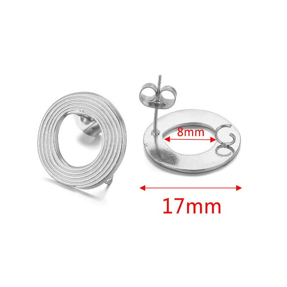 Metal Braided Threaded Round Ring Earring Accessories Gold Plated Handmade With Hirback Pattern