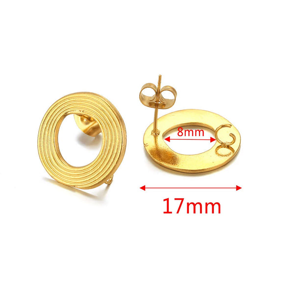 Metal Braided Threaded Round Ring Earring Accessories Gold Plated Handmade With Hirback Pattern