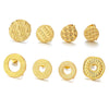 Metal Braided Threaded Round Ring Earring Accessories Gold Plated Handmade With Hirback Pattern