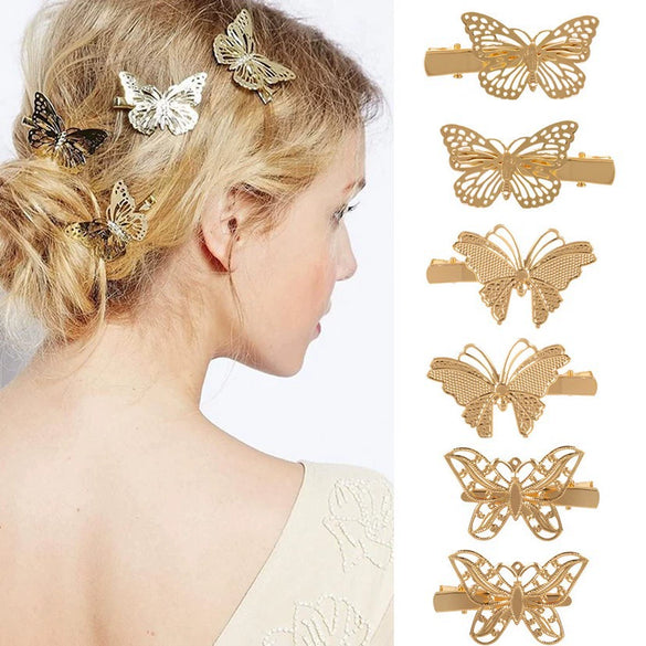 Metal Butterfly Hairpin Electroplated Women's Retro Creative Hair Accessories