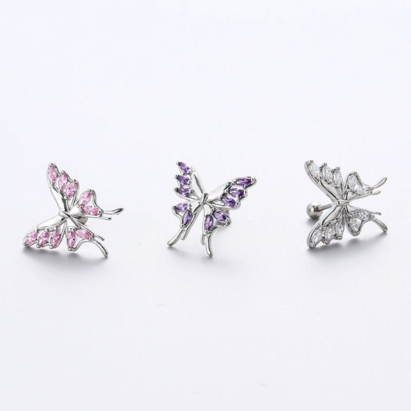 Metal Butterfly Titanium Steel Electroplated Geometric Women's Earrings